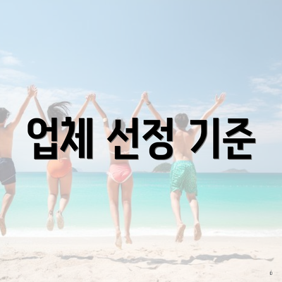 업체 선정 기준