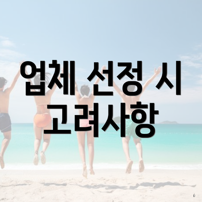 업체 선정 시 고려사항