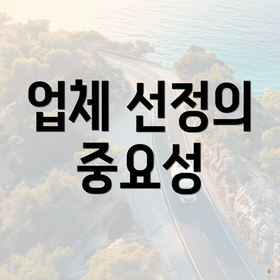 업체 선정의 중요성