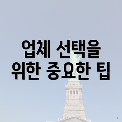 업체 선택을 위한 중요한 팁