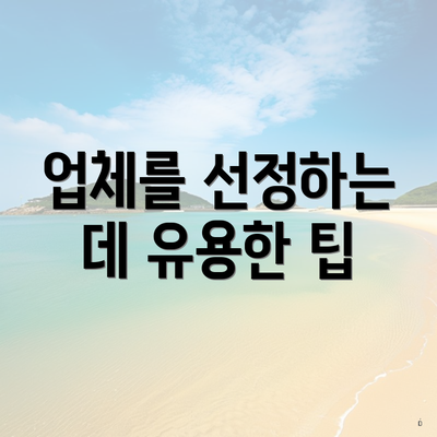 업체를 선정하는 데 유용한 팁