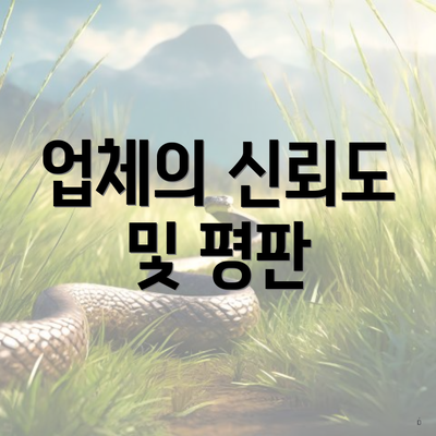 업체의 신뢰도 및 평판