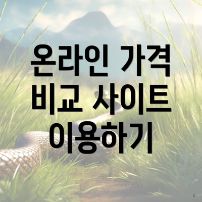온라인 가격 비교 사이트 이용하기