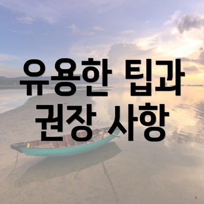 유용한 팁과 권장 사항