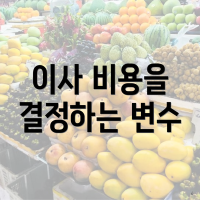 이사 비용을 결정하는 변수