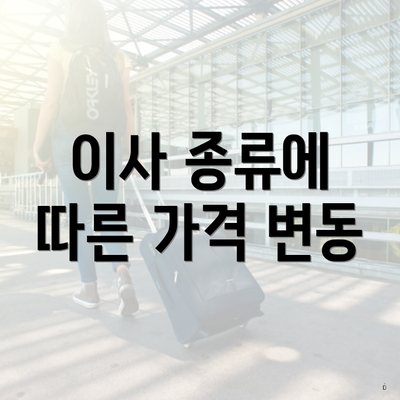 이사 종류에 따른 가격 변동