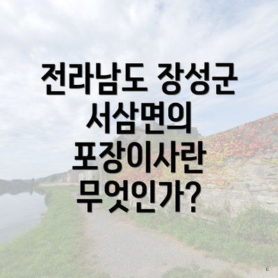 전라남도 장성군 서삼면의 포장이사 비용과 이삿짐센터 선택 가이드