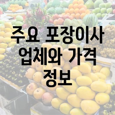 주요 포장이사 업체와 가격 정보