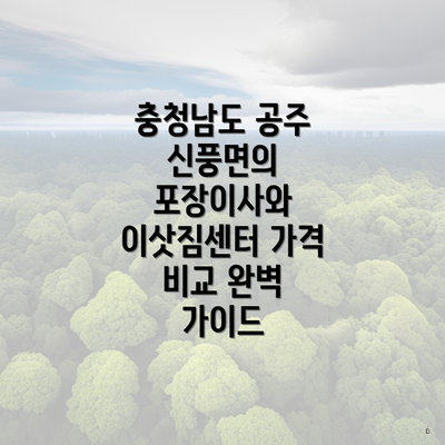 충청남도 공주 신풍면의 포장이사와 이삿짐센터 가격 비교 완벽 가이드