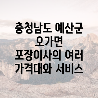 충청남도 예산군 오가면 포장이사의 여러 가격대와 서비스