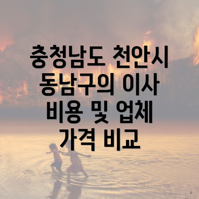 충청남도 천안시 동남구의 이사 비용 및 업체 가격 비교