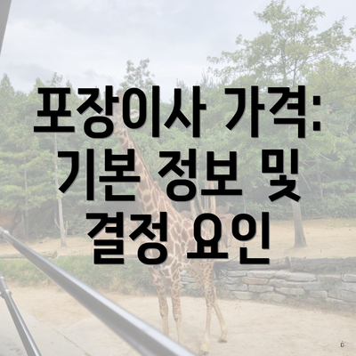 포장이사 가격: 기본 정보 및 결정 요인