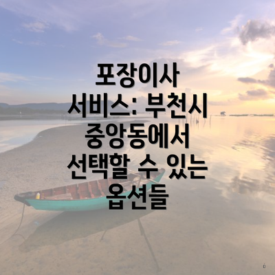 포장이사 서비스: 부천시 중앙동에서 선택할 수 있는 옵션들