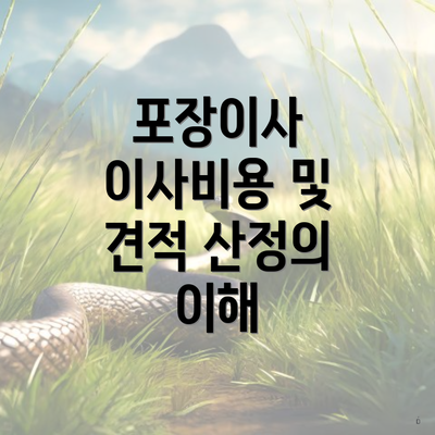 포장이사 이사비용 및 견적 산정의 이해