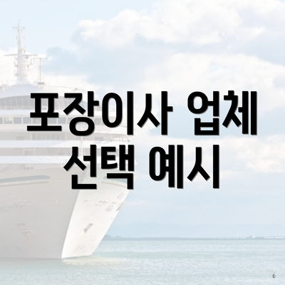 포장이사 업체 선택 예시